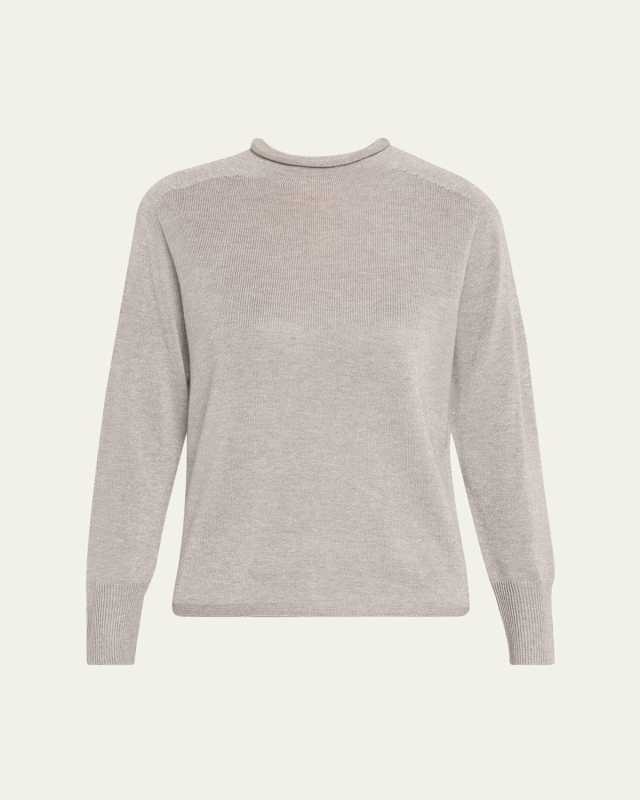 Lisa Funnel-Neck Shimmer Knit Sweater